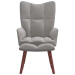 vidaXL Chaise de relaxation avec repose-pied Gris clair Velours