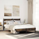 vidaXL Cadre de lit sans matelas chêne fumé 107x203 cm bois ingénierie