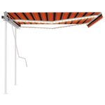 vidaXL Auvent manuel rétractable avec LED 4x3 5 m Orange et marron