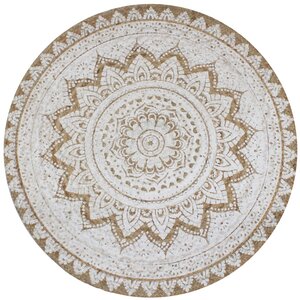 vidaXL Tapis de sol Jute tressée imprimée 150 cm Rond