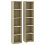 vidaXL Armoires à CD 2 Pièces Chêne sonoma 21x16x93 5cm Bois d'ingénierie