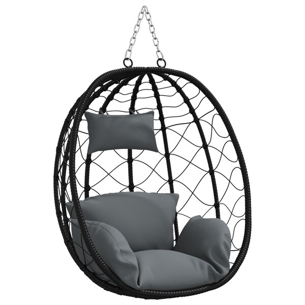 vidaXL Panier de chaise œuf suspendue sans support Rotin poly anthracite