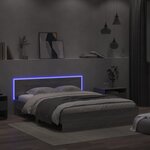 vidaXL Cadre de lit avec LED sans matelas sonoma gris 160x200 cm