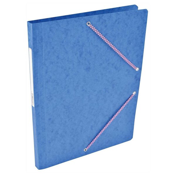 Chemise Carte Lustée simple 24 x 32 cm avec élastiques et étiquette de dos Bleu COUTAL