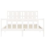 vidaXL Cadre de lit avec tête de lit blanc King Size bois massif