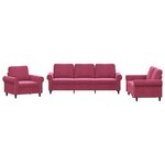 vidaXL Ensemble de canapés 3 Pièces avec coussins Rouge bordeaux Velours
