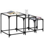 vidaXL Tables basses gigognes 3 Pièces dessus en verre transparent acier