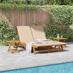 vidaXL Transat avec coussin Beige Bois d'Acacia Massif