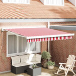 vidaXL Auvent Rétractable Rouge et blanc 350 x 250 cm Tissu  Métal