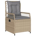 vidaXL Ensemble à manger de jardin et coussins 3 Pièces Beige poly rotin