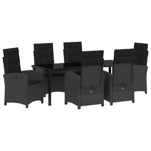 vidaXL Set de jardin 7 pièces avec coussins - Rotin synthétique noir