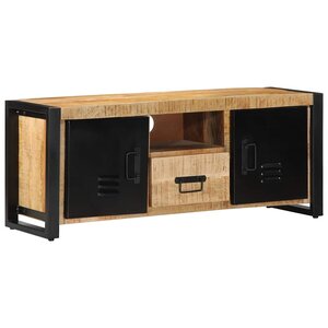 vidaXL Meuble TV 100x30x40 cm bois massif de manguier brut