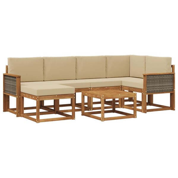 vidaXL Ensemble de canapés d'extérieur 7 Pièces Naturel et Beige