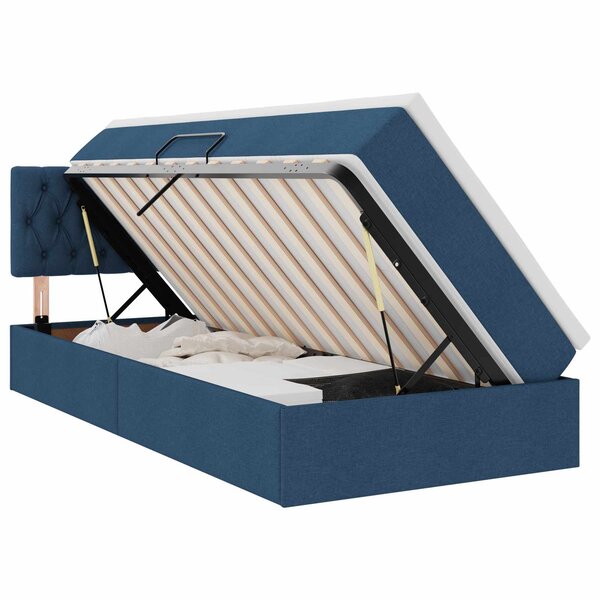vidaXL Lit de rangement LED avec matelas Bleu 90 x 200 cm Tissu