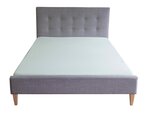 Lit double  en tissu gris rembourre 180 x 200 cm