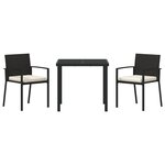 vidaXL Ensemble de Salle à Manger 3 Pièces de Jardin Noir Poly Rattan