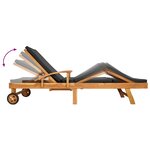 vidaXL Chaise longue avec coussin Bois de teck massif