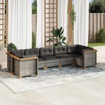 vidaXL Salon de jardin avec coussins 7 Pièces gris résine tressée