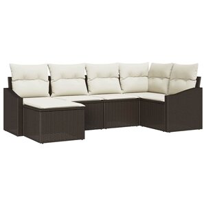 vidaXL Ensemble de canapé de jardin 6 Pièces Marron Poly rotin