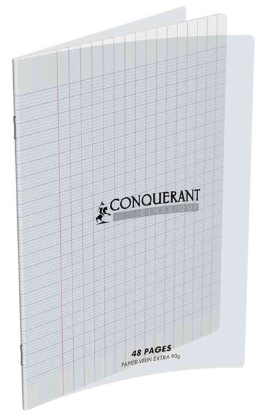 Cahier couverture polypro 240 x 320 mm 96 pages 90g seyès incolore CONQUÉRANT