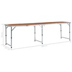vidaXL Table pliable de camping Aluminium 240x60 cm