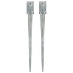 vidaXL Piquets au sol 2 Pièces Argenté 9x9x90 cm Acier galvanisé