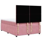 vidaXL Sommier à lattes de lit avec matelas Rose 140x190 cm Velours