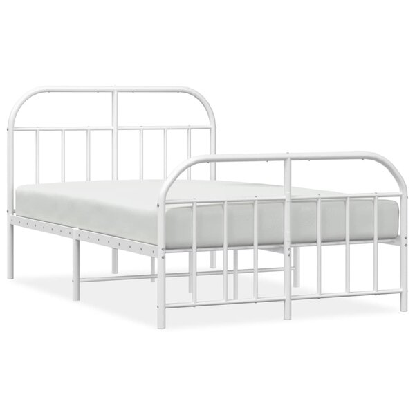 vidaXL Cadre de lit métal sans matelas et pied de lit blanc 120x200 cm