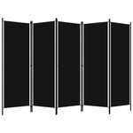 vidaXL Cloison de séparation 5 panneaux Noir 250x180 cm