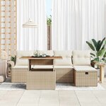 vidaXL Ensemble de canapé de jardin avec coussin 6 Pièces Beige polyrotin