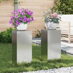 vidaXL Supports pour plantes 2 Pièces Argent 24 x 24 x 55 cm