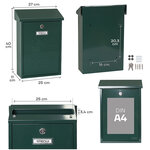 Boîte aux Lettres en Acier  Premium E5603  Anti-pluie  Facile à Installer  Vert