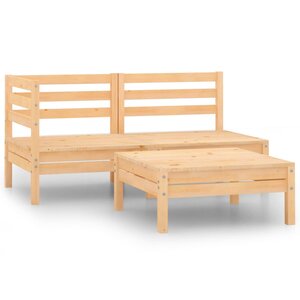 Salon de jardin meuble d'extérieur ensemble de mobilier 3 pièces bois de pin massif 02_0016033