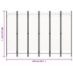 vidaXL Cloison de séparation 6 panneaux Blanc 240x180 cm