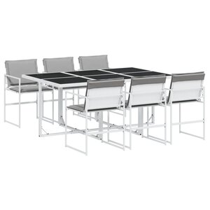vidaXL Ensemble à manger de jardin avec coussins 7 Pièces blanc textilène