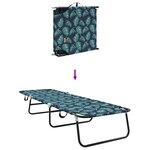 vidaXL Transat pliant 2 Pièces Portable Motif feuille Tissu Oxford 600D