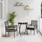 vidaXL Ensemble bistro de jardin 3 Pièces Noir Poly rotin