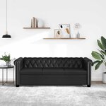 vidaXL Canapé Chesterfield à 3 places cuir synthétique noir