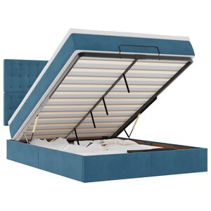 vidaXL Cadre de lit ottoman avec matelas bleu foncé 140x190 cm velours