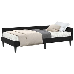 vidaXL Cadre de lit d'angle avec matelas Autre 2 Pièces Noir Velours