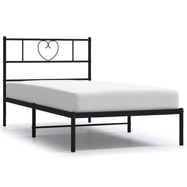 vidaXL Cadre de lit métal sans matelas avec tête de lit noir 100x190cm