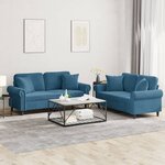 vidaXL Ensemble de canapés 2 Pièces avec coussins bleu velours