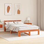 vidaXL Cadre de lit avec tête de lit Brun cire 140 x 190 cm Pin massif