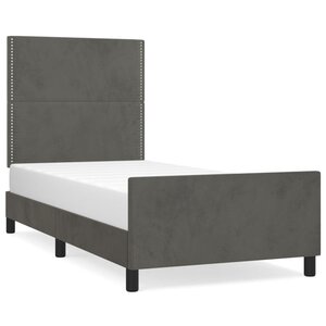 vidaXL Cadre de lit avec tête de lit Gris foncé 90x200 cm Velours