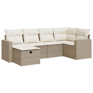 vidaXL Salon de jardin avec coussins 6 Pièces beige résine tressée