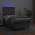 vidaXL Sommier à lattes de lit avec matelas et LED Gris 90x200 cm