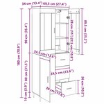 vidaXL Haut Armoire 2 Pièces Bois Ancien Bois Aggloméré et Verre