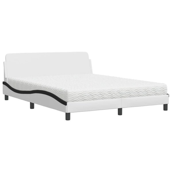 vidaXL Lit avec matelas Dover blanc et noir 160x200 cm similicuir