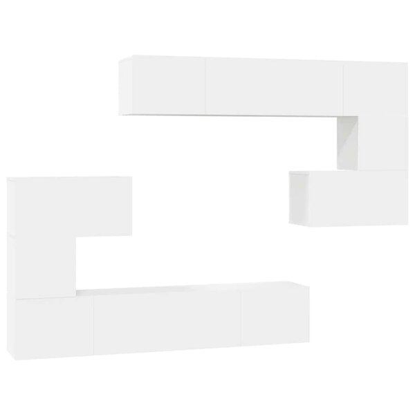 vidaXL Ensemble de meubles TV 8 Pièces Blanc Bois d'ingénierie