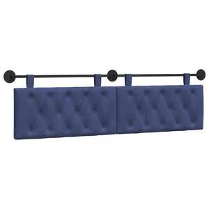 vidaXL Tête de lit suspendue Avec lumière LED Bleu police Velours